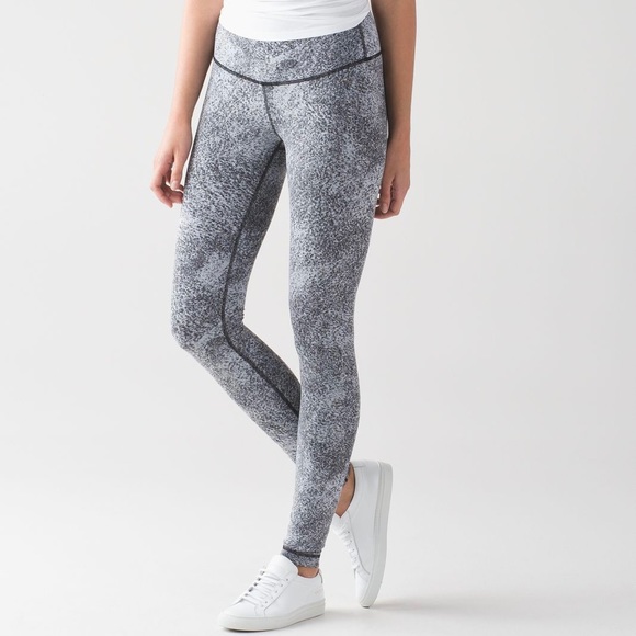 Lululemon Wunder Under Hi-Rise Tight Black & White Jacquard Luon Sz 8
